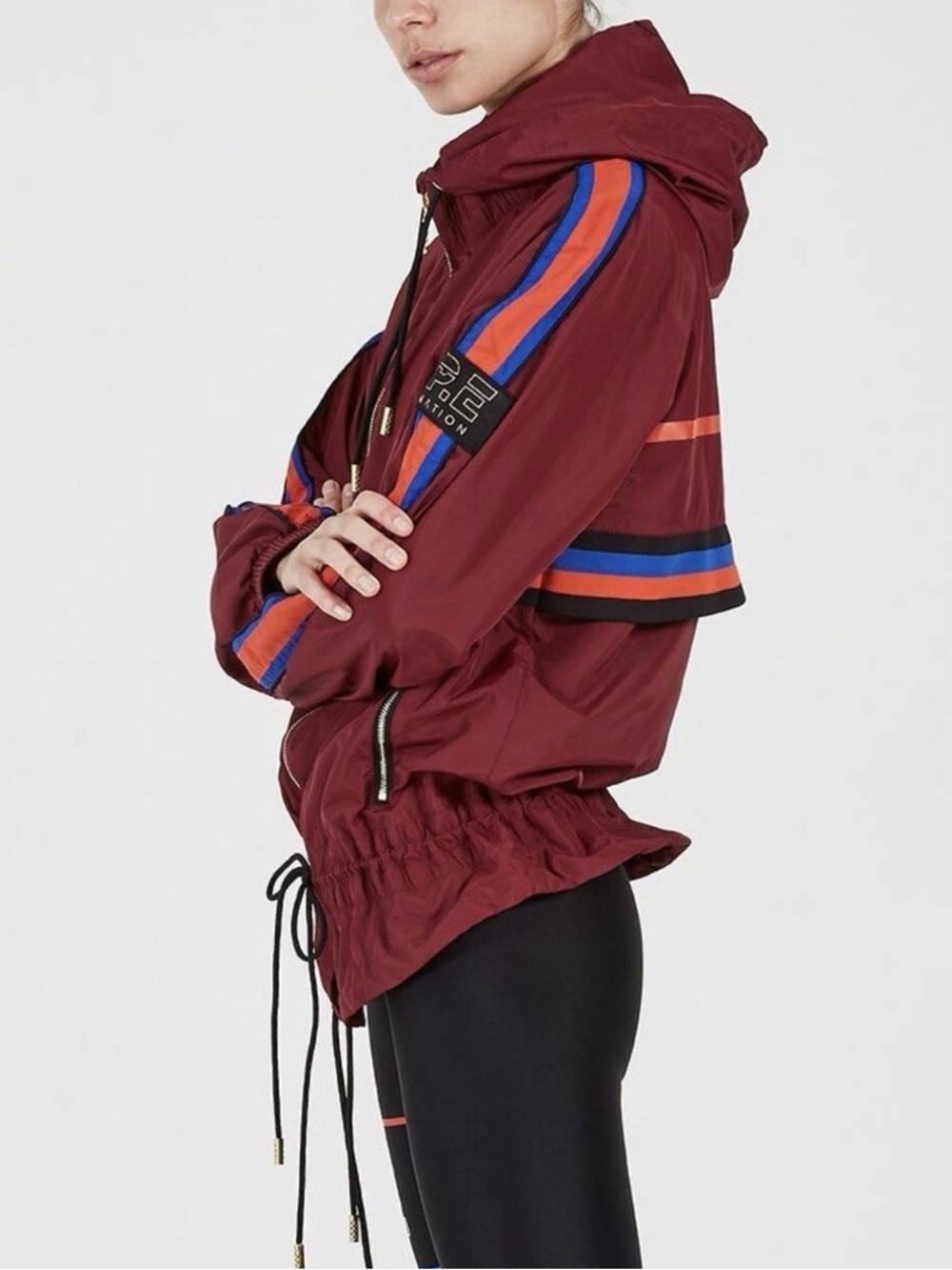 P.E Nation Tactical Jacket in Maroon Easy Run  Hooded Jacket XS